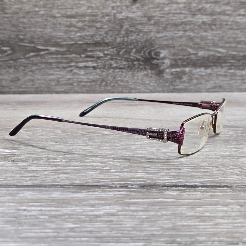 Guess GU1538ST Metal Rectangular Eyeglass Frame Burgundy Pink Rhinestones w/Case